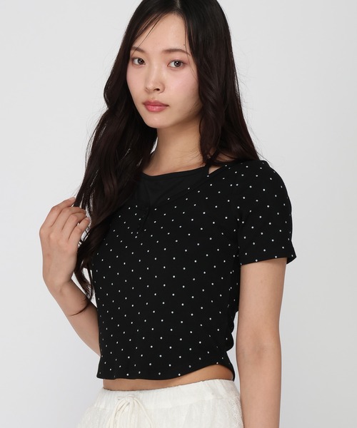 3.3 Field Trip (3.3フィールドトリップ)の「3.3 Field Trip/ドットレイヤード半袖(Tシャツ/カットソー・レディース・ホワイト/ブラック/グレー・FREE)」の8枚目の写真