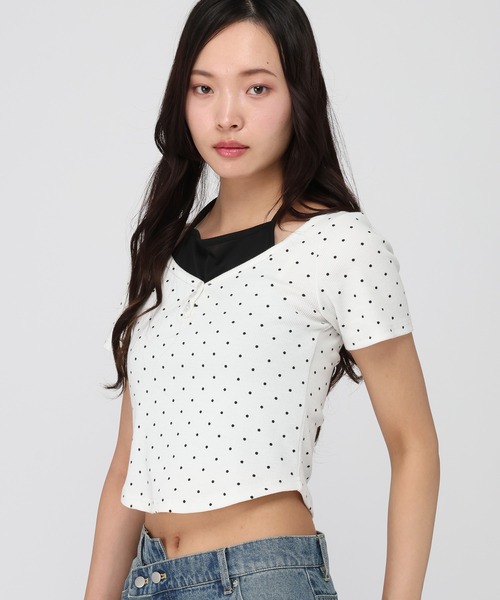 3.3 Field Trip (3.3フィールドトリップ)の「3.3 Field Trip/ドットレイヤード半袖(Tシャツ/カットソー・レディース・ホワイト/ブラック/グレー・FREE)」の14枚目の写真