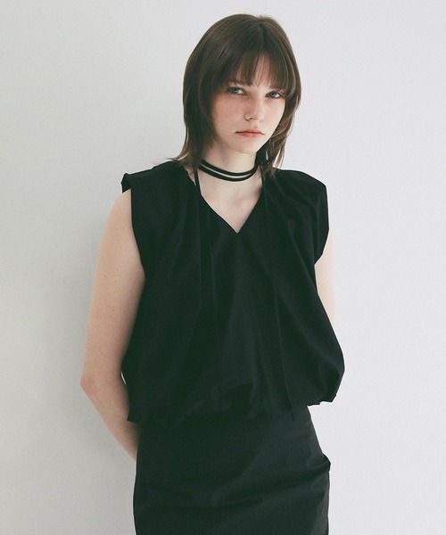 CLANE(クラネ)の「W FACE BALLOON GATHER RIBBON TOPS(シャツ/ブラウス・レディース・サックスブルー/ブラック/ホワイト・2/1)」の20枚目の写真