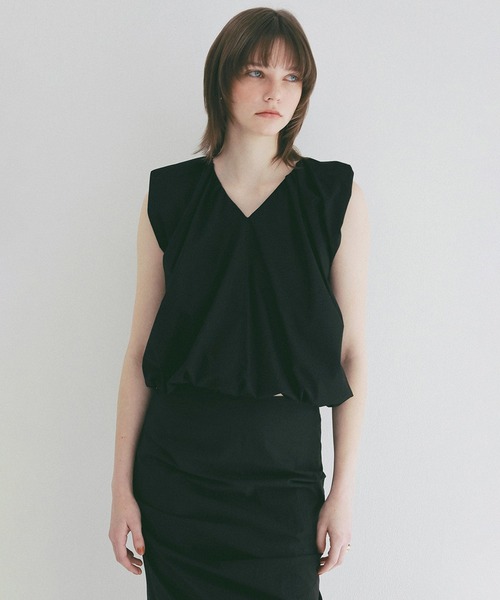 CLANE(クラネ)の「W FACE BALLOON GATHER RIBBON TOPS(シャツ/ブラウス・レディース・サックスブルー/ブラック/ホワイト・2/1)」の22枚目の写真