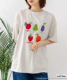 【はらぺこあおむし/The Very Hungry Caterpillar】【コットン100%のしっかりした生地 ドロップショルダー】オリジナルデザイン 刺繍Tシャツ エリック・カール 絵本 キャラクター グッズ ユニセックス