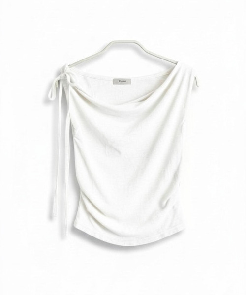 VIVID LADY(ビビッドレディー)の「リボン ドレープ ノースリーブトップス(Tシャツ/カットソー・レディース・チャコールグレー/アイボリー/ブラック・FREE)」の18枚目の写真