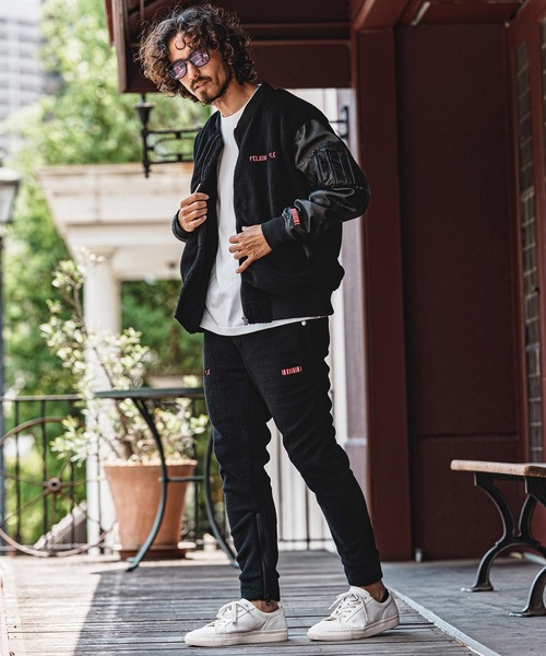 felkod(フィルコッド)の「mj11644- Synthetic Leather×Boa Combo MA-1 Jacket MA-1ジャケット(F26A100)(MA-1・メンズ・ブラック/ホワイト×ブラック・S/M/L)」の14枚目の写真