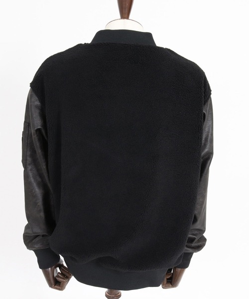 felkod(フィルコッド)の「mj11644- Synthetic Leather×Boa Combo MA-1 Jacket MA-1ジャケット(F26A100)(MA-1・メンズ・ブラック/ホワイト×ブラック・S/M/L)」の20枚目の写真
