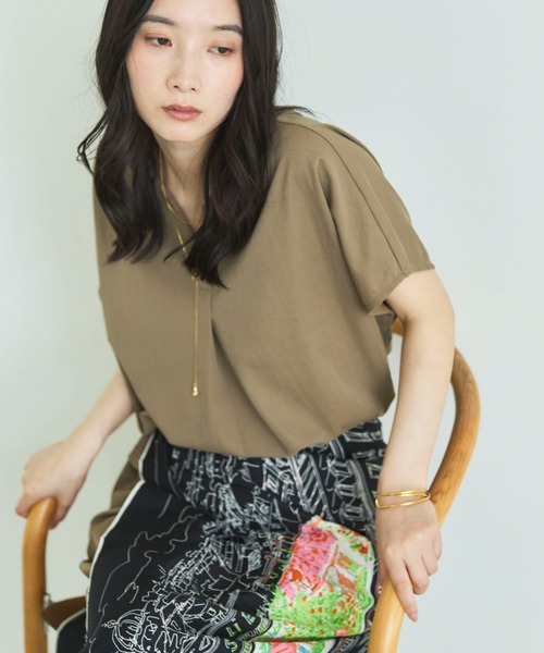 Doux archives（ドゥアルシーヴ）の「マルチ機能スキッパーＴＯＰＳ（Tシャツ/カットソー・レディース・ブラック/カーキ/モカ・FREE）」の16枚目の写真