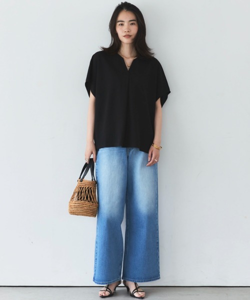 Doux archives（ドゥアルシーヴ）の「マルチ機能スキッパーＴＯＰＳ（Tシャツ/カットソー・レディース・ブラック/カーキ/モカ・FREE）」の18枚目の写真