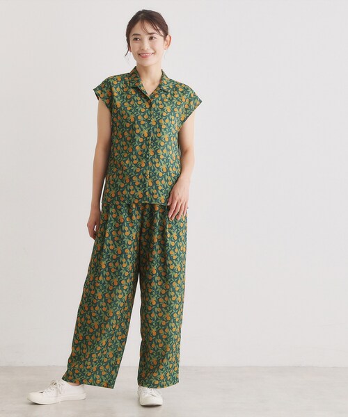 LAURA ASHLEY(ローラアシュレイ)の「【防シワ/ウエストゴム仕様/同柄アイテムあり】デラ オレンジズ柄 パンツ(その他パンツ・レディース・スモーキーグリーン系1/アイボリー系・40/38)」の14枚目の写真