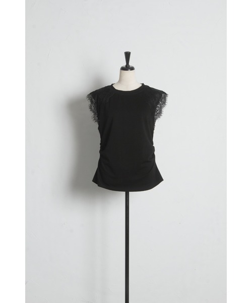 tocco closet(トッコ クローゼット)の「【ZOZO限定】レーススリーブサイドギャザートップス(Tシャツ/カットソー・レディース・ブラック/ホワイト・M)」の16枚目の写真