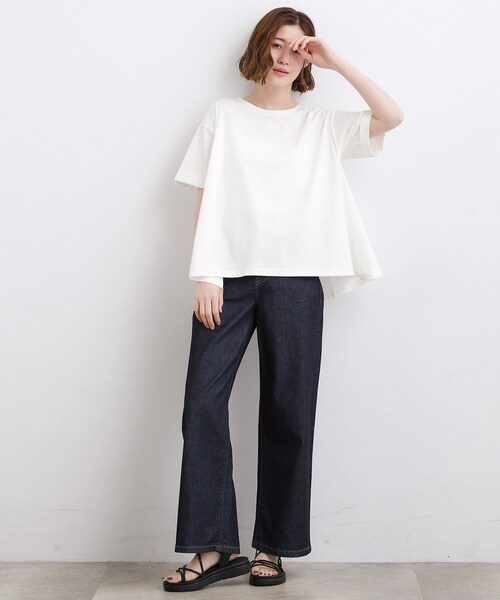 grove(グローブ)の「【遮熱/吸水速乾/UVカット】フレアシルエットTシャツ(Tシャツ/カットソー・レディース・グレー/オフホワイト/ブルーグリーン/ブラック・01/02/03/04/05)」の6枚目の写真