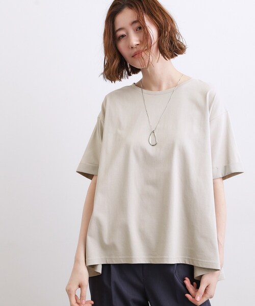 grove(グローブ)の「【遮熱/吸水速乾/UVカット】フレアシルエットTシャツ(Tシャツ/カットソー・レディース・グレー/オフホワイト/ブルーグリーン/ブラック・01/02/03/04/05)」の9枚目の写真