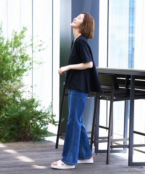 grove(グローブ)の「【遮熱/吸水速乾/UVカット】フレアシルエットTシャツ(Tシャツ/カットソー・レディース・グレー/オフホワイト/ブルーグリーン/ブラック・01/02/03/04/05)」の19枚目の写真