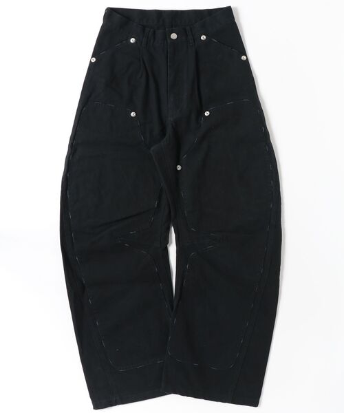 CONZ(コンズ)の「duck double knee curved leg pants(デニムパンツ・レディース・ホワイト/ブラック/カーキ・1/2)」の1枚目の写真