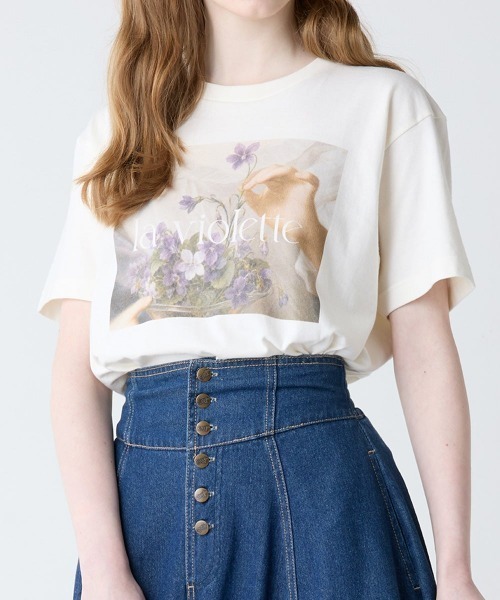 an another angelus(アンアナザーアンジェラス)の「絵画フラワープリントT/fint フィント(Tシャツ/カットソー・レディース・ピンク/イエロー/パープル/チャコールグレー・FREE)」の11枚目の写真