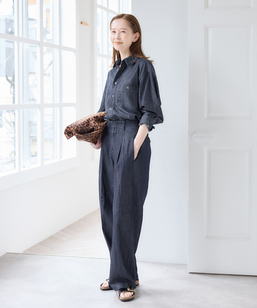 U by SPICK&SPAN（ユーバイスピックアンドスパン）の「ライトデニムカーペンターシャツ（シャツ/ブラウス・レディース・ブルー/ネイビー・FREE）」の6枚目の写真