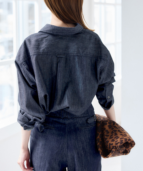 U by SPICK&SPAN（ユーバイスピックアンドスパン）の「ライトデニムカーペンターシャツ（シャツ/ブラウス・レディース・ブルー/ネイビー・FREE）」の9枚目の写真