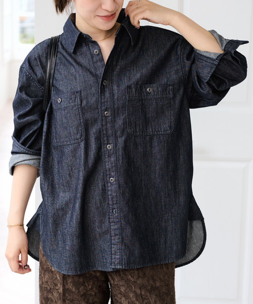 U by SPICK&SPAN（ユーバイスピックアンドスパン）の「ライトデニムカーペンターシャツ（シャツ/ブラウス・レディース・ブルー/ネイビー・FREE）」の15枚目の写真