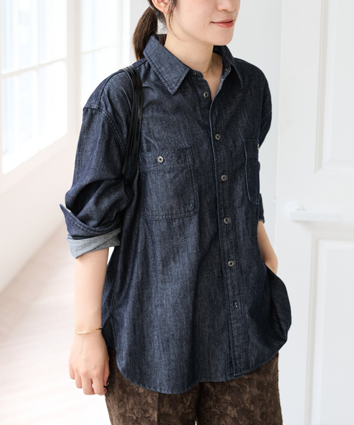 U by SPICK&SPAN（ユーバイスピックアンドスパン）の「ライトデニムカーペンターシャツ（シャツ/ブラウス・レディース・ブルー/ネイビー・FREE）」の20枚目の写真