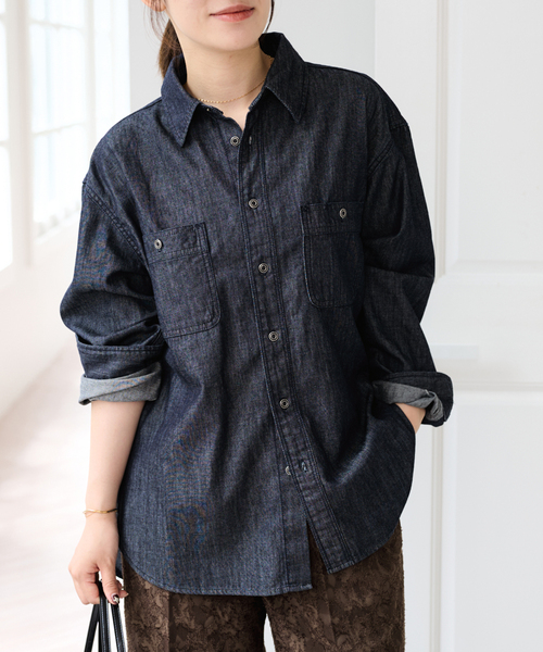 U by SPICK&SPAN（ユーバイスピックアンドスパン）の「ライトデニムカーペンターシャツ（シャツ/ブラウス・レディース・ブルー/ネイビー・FREE）」の21枚目の写真