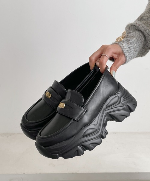 Shoes in Closet（シューズインクローゼット）の「【新入荷】+6.5㎝ 軽量 厚底 ゴールドコイン スニーカー ローファー 6554（スニーカー・レディース・ダークブラウン系8/ブラック/ブラック系8・3L/L/LL/M/S）」の10枚目の写真