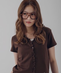 MUHET（ミュエータ）の「eyelet frill cardigan / アイレットフリルカーディガン（カーディガン/ボレロ）」