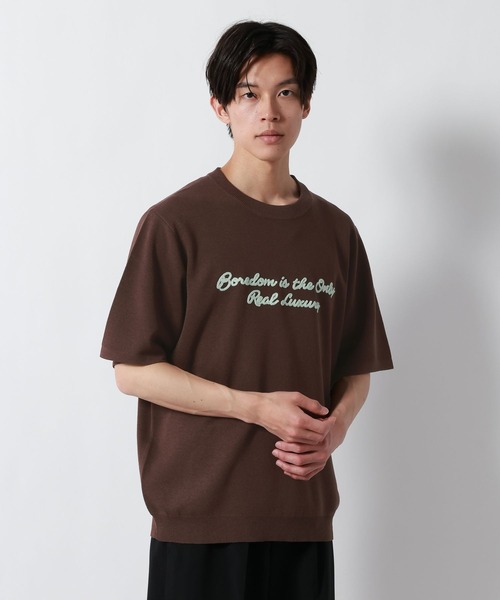 GLOBAL WORK（グローバルワーク）の「スウェットライクオテラク半袖ニットＴ/852730（ニット/セーター・メンズ・ブラウン/グレー/チャコールグレー/ライトグレー・SMALL/MEDIUM/LARGE/X-LARGE）」の4枚目の写真