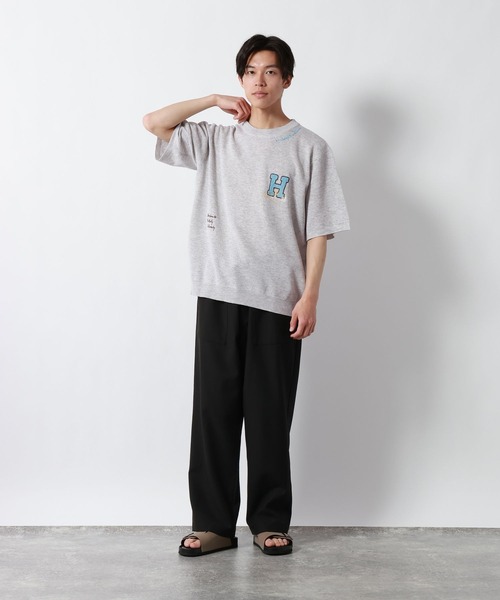 GLOBAL WORK（グローバルワーク）の「スウェットライクオテラク半袖ニットＴ/852730（ニット/セーター・メンズ・ブラウン/グレー/チャコールグレー/ライトグレー・SMALL/MEDIUM/LARGE/X-LARGE）」の12枚目の写真