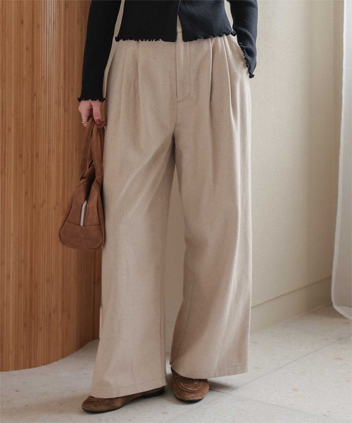 titivate（ティティベイト）の「ウールライクダブルタックワイドパンツ（その他パンツ・レディース・ライトベージュ/チャコール/ダークブラウン/ライトグレー・SP/S/M/L）」の4枚目の写真