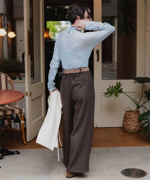 titivate（ティティベイト）の「ウールライクダブルタックワイドパンツ（その他パンツ・レディース・ライトベージュ/チャコール/ダークブラウン/ライトグレー・SP/S/M/L）」の15枚目の写真