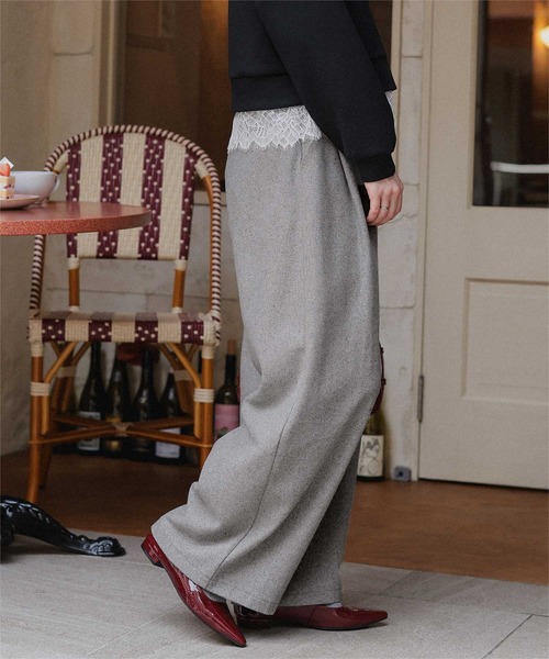 titivate（ティティベイト）の「ウールライクダブルタックワイドパンツ（その他パンツ・レディース・ライトベージュ/チャコール/ダークブラウン/ライトグレー・SP/S/M/L）」の6枚目の写真