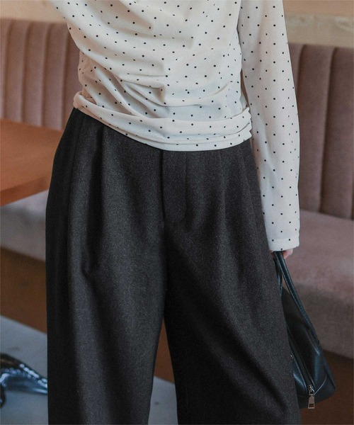 titivate（ティティベイト）の「ウールライクダブルタックワイドパンツ（その他パンツ・レディース・ライトベージュ/チャコール/ダークブラウン/ライトグレー・SP/S/M/L）」の9枚目の写真