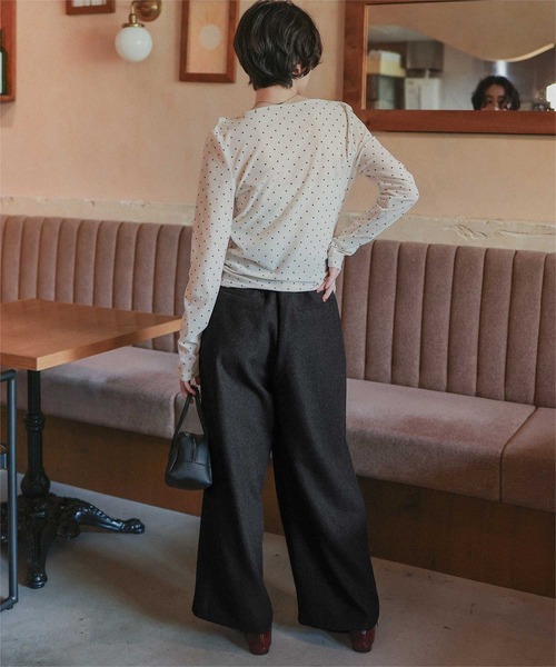 titivate（ティティベイト）の「ウールライクダブルタックワイドパンツ（その他パンツ・レディース・ライトベージュ/チャコール/ダークブラウン/ライトグレー・SP/S/M/L）」の10枚目の写真
