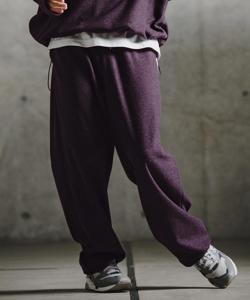 GLIMCLAP(グリムクラップ)の「mp15197-Knit-Like Jersey Wide Straight Trousers ニットソーワイドストレートパンツ(211-009-gla-cg)(その他パンツ・メンズ・キャメル/パープル/ミックスグレー/ブラック・L/M/S)」の1枚目の写真