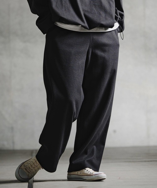 GLIMCLAP(グリムクラップ)の「mp15197-Knit-Like Jersey Wide Straight Trousers ニットソーワイドストレートパンツ(211-009-gla-cg)(その他パンツ・メンズ・キャメル/パープル/ミックスグレー/ブラック・L/M/S)」の2枚目の写真