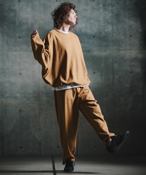 GLIMCLAP(グリムクラップ)の「mp15197-Knit-Like Jersey Wide Straight Trousers ニットソーワイドストレートパンツ(211-009-gla-cg)(その他パンツ・メンズ・キャメル/パープル/ミックスグレー/ブラック・L/M/S)」の12枚目の写真
