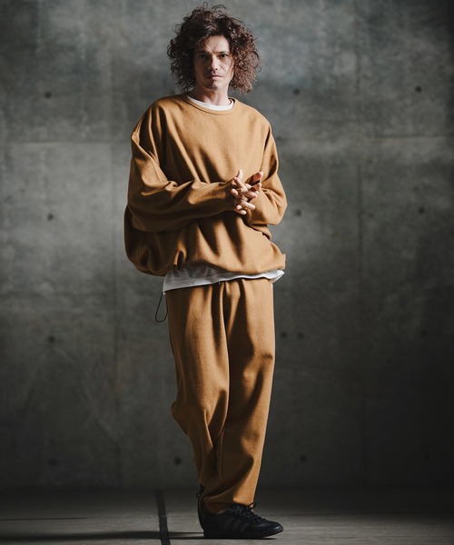 GLIMCLAP(グリムクラップ)の「mp15197-Knit-Like Jersey Wide Straight Trousers ニットソーワイドストレートパンツ(211-009-gla-cg)(その他パンツ・メンズ・キャメル/パープル/ミックスグレー/ブラック・L/M/S)」の13枚目の写真