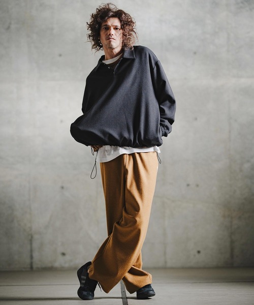 GLIMCLAP(グリムクラップ)の「mp15197-Knit-Like Jersey Wide Straight Trousers ニットソーワイドストレートパンツ(211-009-gla-cg)(その他パンツ・メンズ・キャメル/パープル/ミックスグレー/ブラック・L/M/S)」の14枚目の写真