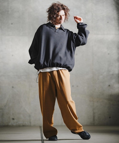 GLIMCLAP(グリムクラップ)の「mp15197-Knit-Like Jersey Wide Straight Trousers ニットソーワイドストレートパンツ(211-009-gla-cg)(その他パンツ・メンズ・キャメル/パープル/ミックスグレー/ブラック・L/M/S)」の15枚目の写真