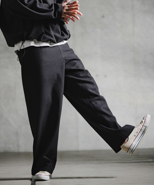 GLIMCLAP(グリムクラップ)の「mp15197-Knit-Like Jersey Wide Straight Trousers ニットソーワイドストレートパンツ(211-009-gla-cg)(その他パンツ・メンズ・キャメル/パープル/ミックスグレー/ブラック・L/M/S)」の16枚目の写真