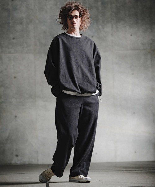 GLIMCLAP(グリムクラップ)の「mp15197-Knit-Like Jersey Wide Straight Trousers ニットソーワイドストレートパンツ(211-009-gla-cg)(その他パンツ・メンズ・キャメル/パープル/ミックスグレー/ブラック・L/M/S)」の18枚目の写真