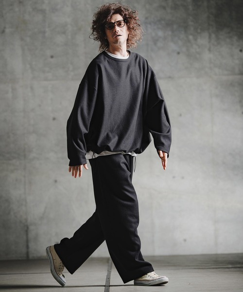 GLIMCLAP(グリムクラップ)の「mp15197-Knit-Like Jersey Wide Straight Trousers ニットソーワイドストレートパンツ(211-009-gla-cg)(その他パンツ・メンズ・キャメル/パープル/ミックスグレー/ブラック・L/M/S)」の19枚目の写真