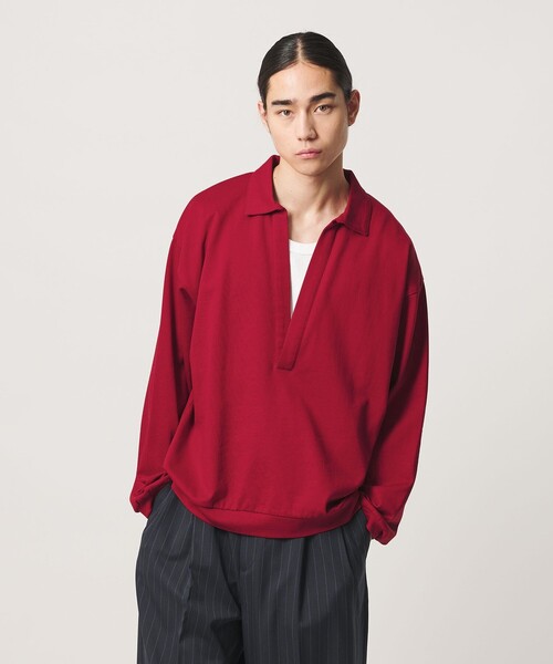 MONKEY TIME(モンキータイム)の「シルケット ライト フレンチテリー スキッパー(Tシャツ/カットソー・メンズ・ネイビー/レッド・L/M/S/XL)」の3枚目の写真