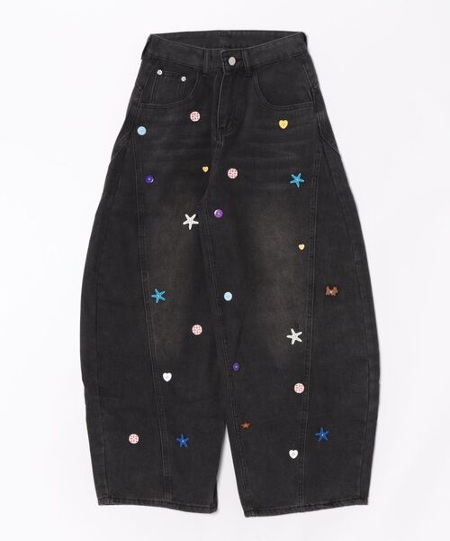 GEMEDA(ジェメダ)の「ヴィンテージ風ボタンワイドシルエットデニムパンツ(デニムパンツ・レディース・ブラック/ライトブルー・S/M)」の22枚目の写真