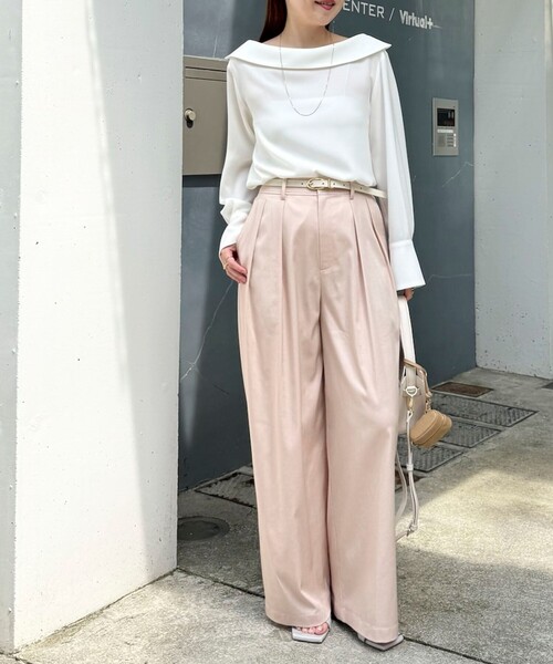 NOLLEY’S Sophi（ノーリーズソフィ）の「《セットアップ対応》ウォッシャブルバイオツイルタックワイドパンツ（その他パンツ・レディース・チャコールグレー/ベビーピンク・38/36/34）」の3枚目の写真