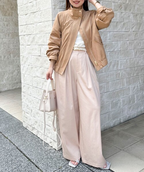 NOLLEY’S Sophi（ノーリーズソフィ）の「《セットアップ対応》ウォッシャブルバイオツイルタックワイドパンツ（その他パンツ・レディース・チャコールグレー/ベビーピンク・38/36/34）」の13枚目の写真