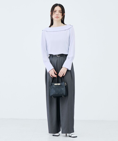 NOLLEY’S Sophi（ノーリーズソフィ）の「《セットアップ対応》ウォッシャブルバイオツイルタックワイドパンツ（その他パンツ・レディース・チャコールグレー/ベビーピンク・38/36/34）」の10枚目の写真