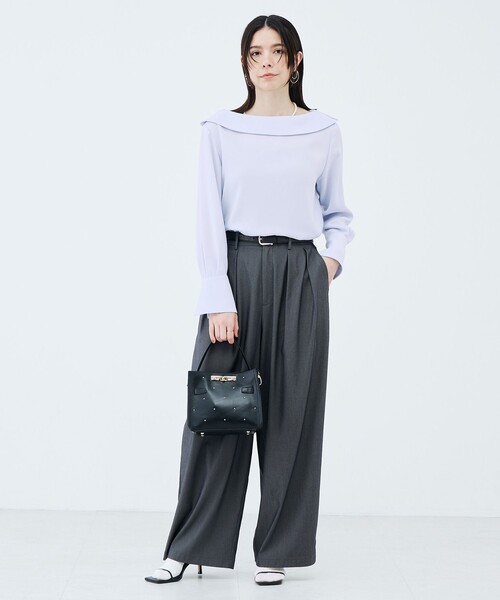 NOLLEY’S Sophi（ノーリーズソフィ）の「《セットアップ対応》ウォッシャブルバイオツイルタックワイドパンツ（その他パンツ・レディース・チャコールグレー/ベビーピンク・38/36/34）」の12枚目の写真