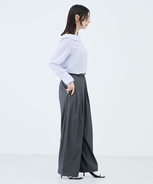 NOLLEY’S Sophi（ノーリーズソフィ）の「《セットアップ対応》ウォッシャブルバイオツイルタックワイドパンツ（その他パンツ・レディース・チャコールグレー/ベビーピンク・38/36/34）」の9枚目の写真