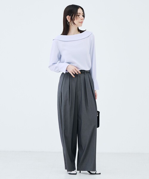 NOLLEY’S Sophi（ノーリーズソフィ）の「《セットアップ対応》ウォッシャブルバイオツイルタックワイドパンツ（その他パンツ・レディース・チャコールグレー/ベビーピンク・38/36/34）」の15枚目の写真