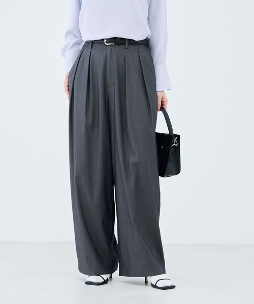 NOLLEY’S Sophi（ノーリーズソフィ）の「《セットアップ対応》ウォッシャブルバイオツイルタックワイドパンツ（その他パンツ・レディース・チャコールグレー/ベビーピンク・38/36/34）」の16枚目の写真