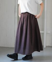 FORK&SPOON シャドウチェックフレアスカート